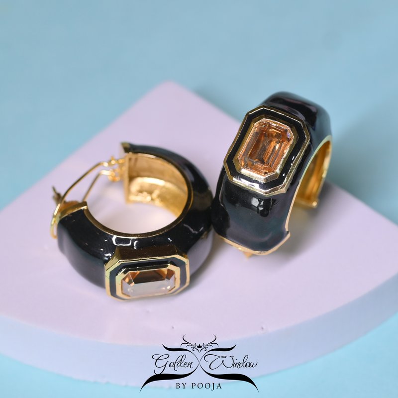 Enamel Charm Hoops