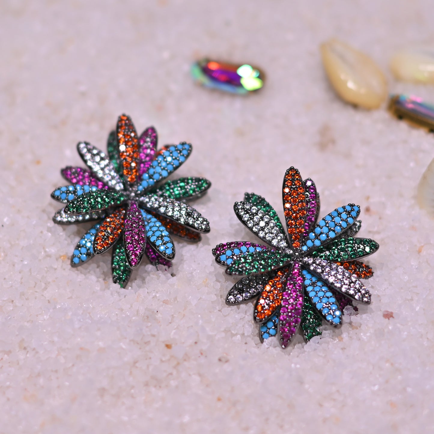 Rainbow Floral Studs