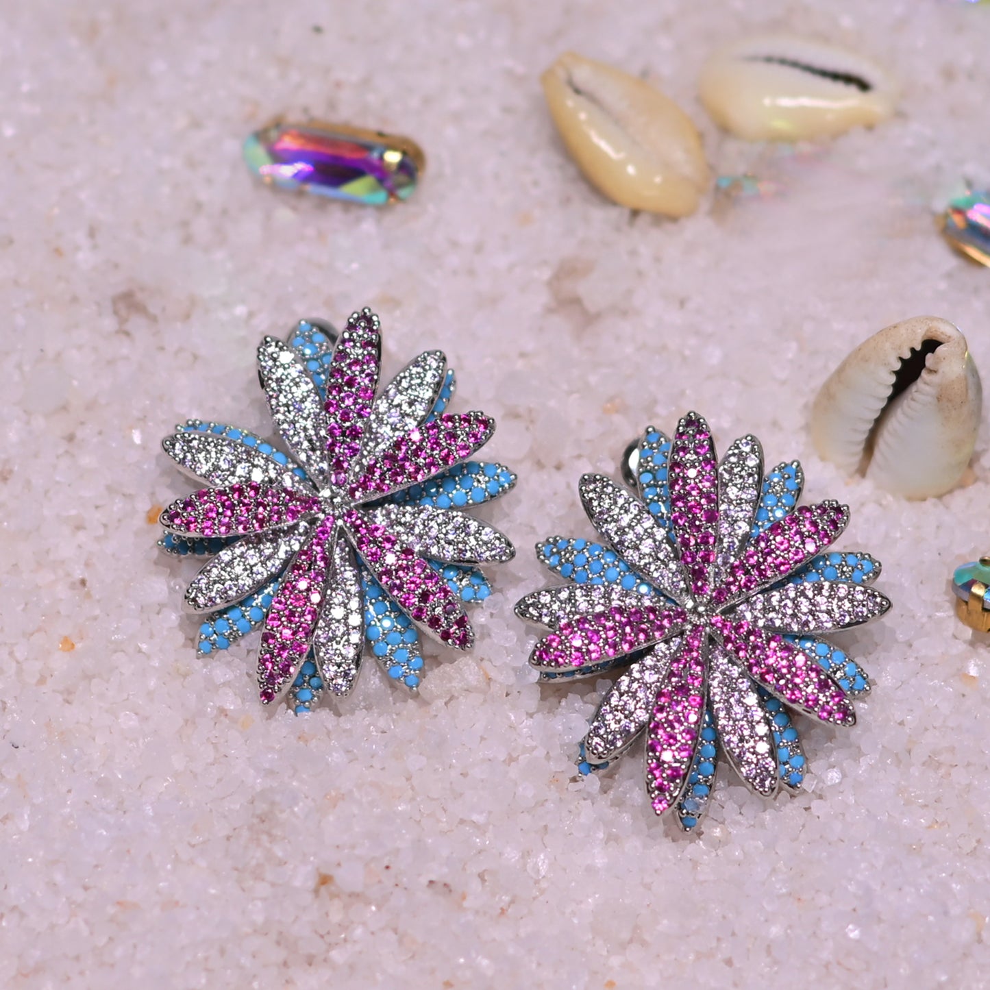 Rainbow Floral Studs