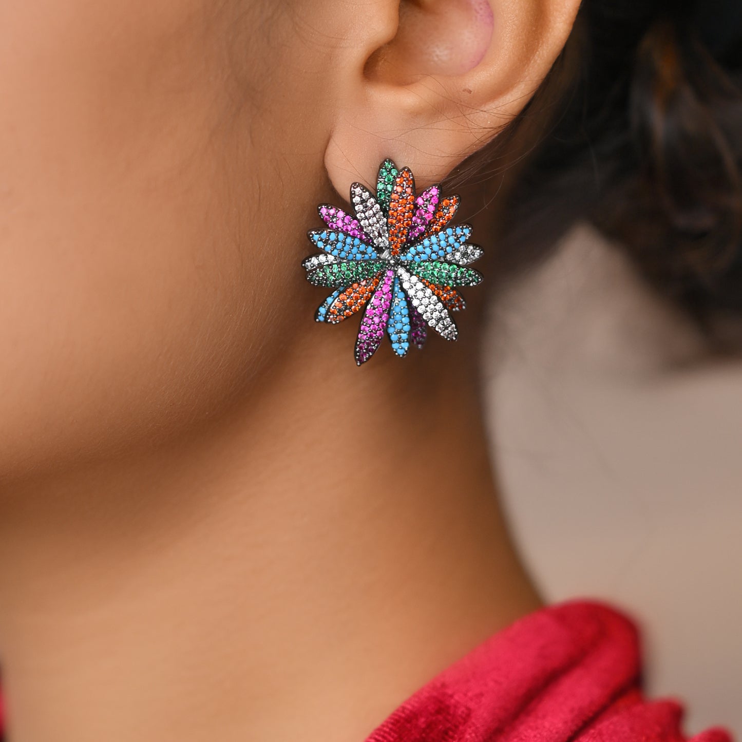 Rainbow Floral Studs
