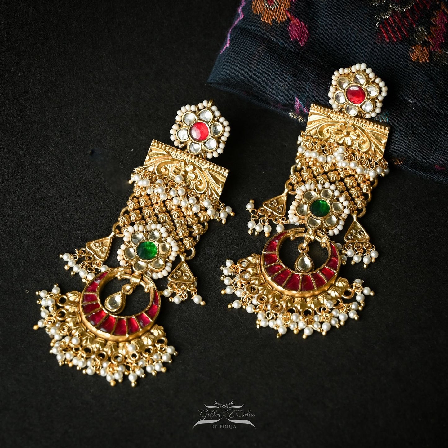 Rajwada Silver Kundan Chandbali