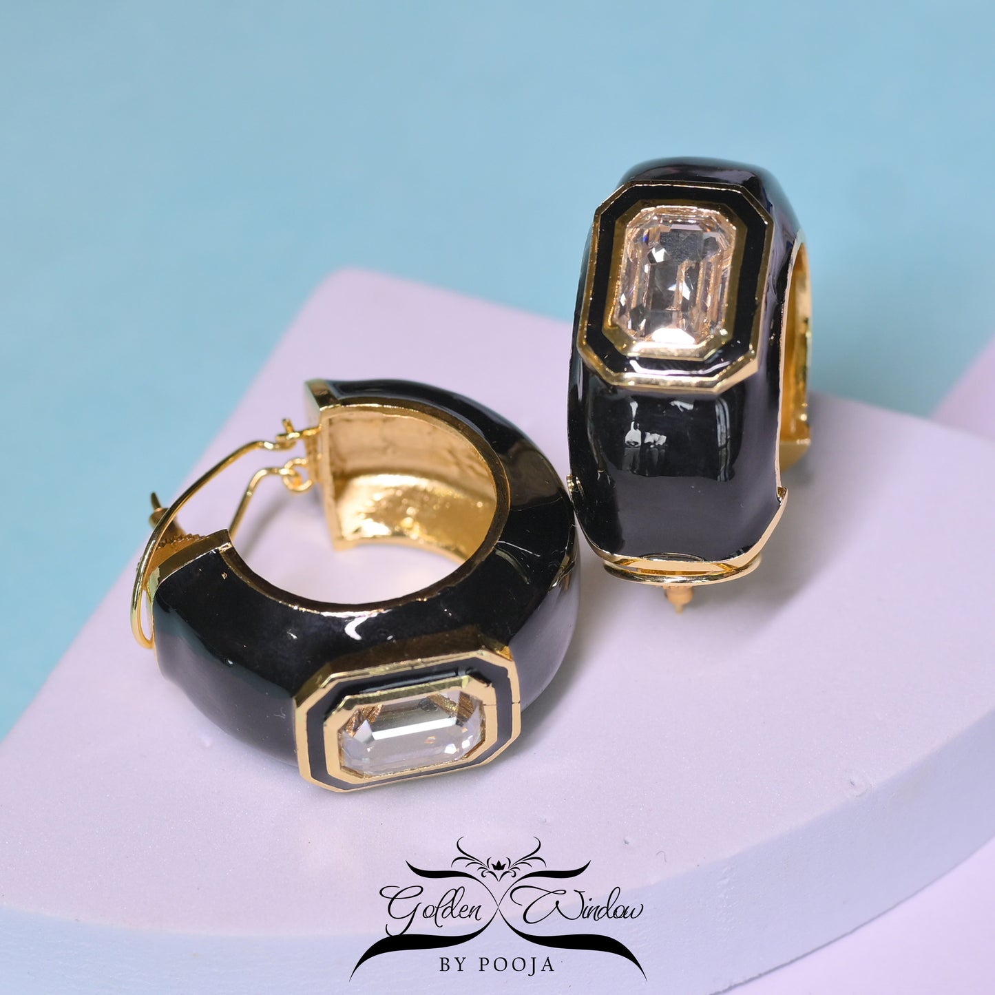 Enamel Charm Hoops