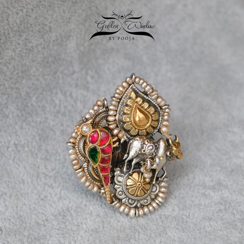 Antique Gold Plated Silver Ring