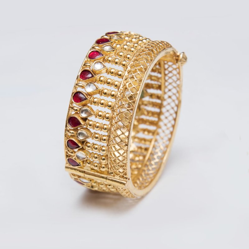Silver Kada With Gold Plating