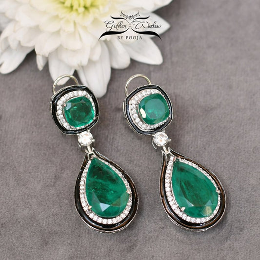 Green Semi Precious Doublet Earring