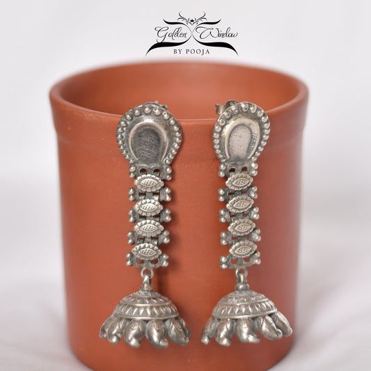 Silver Plated Oxidized Drop Jhumka