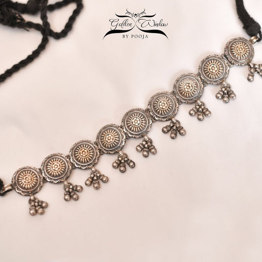 Silver Oxidized Dual Tone Choker