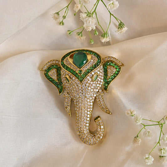 Shubh Vighnaharta Emerald Brooch