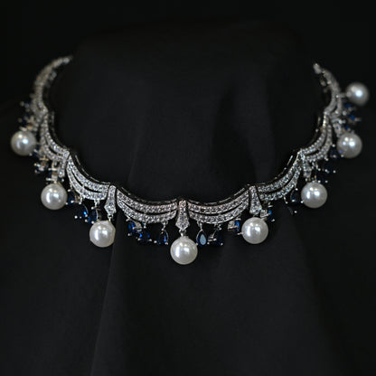 Pearl Diamond Layered Choker Set