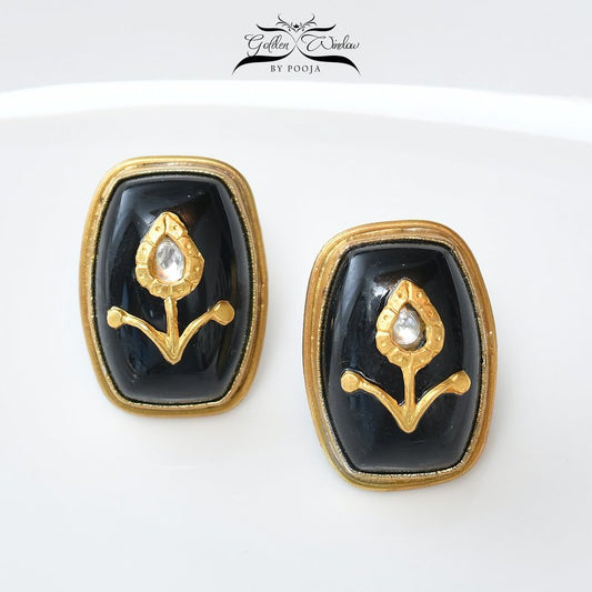 Black Gemstone Ear Studs