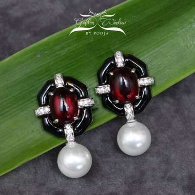 Semi Precious Stone Earring with Pearl