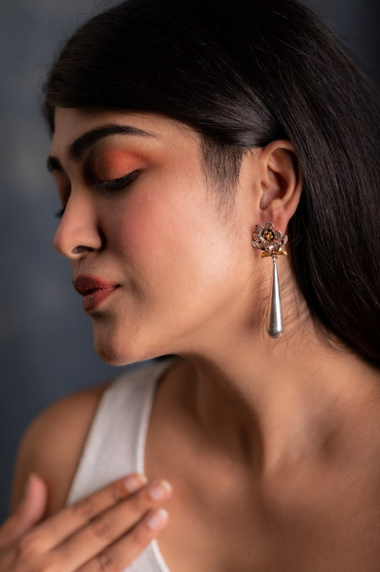 Oxidized Silver Drop Earrings