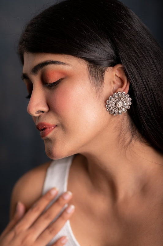 Silver Flower Studs