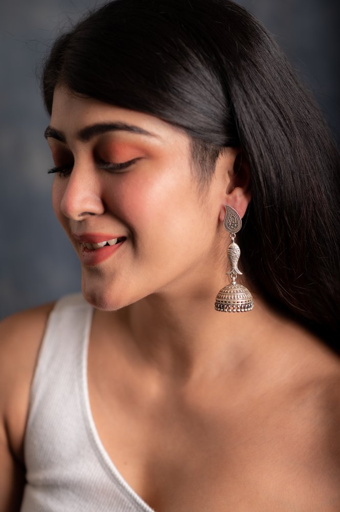 Oxidized Fish Style Jhumka