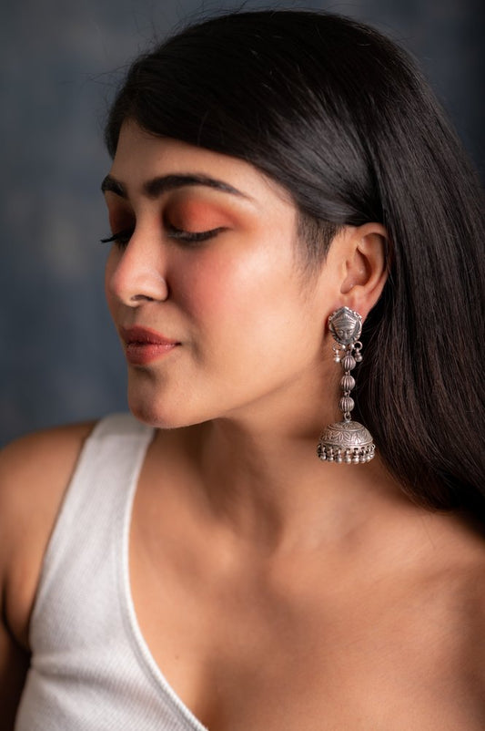 Oxidized Silver Drop Earrings