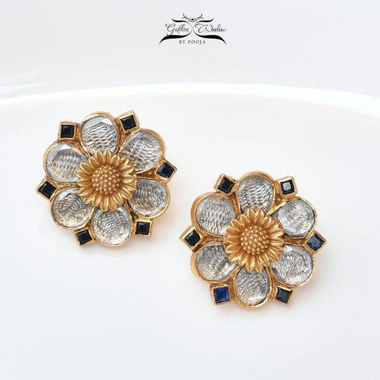 Gold Polish Floral Ear Studs