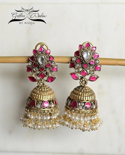 Sterling Swirl Floral Jhumka