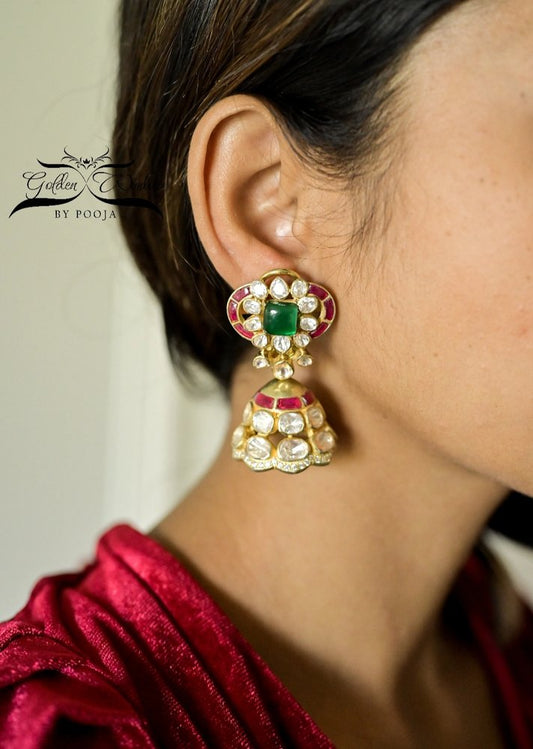 Silver Kundan Jhumka