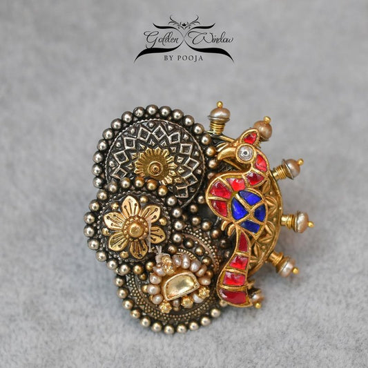 Gold Tone Peacock Ring